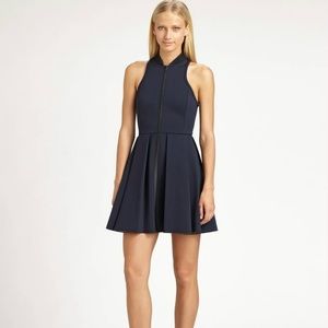T by Alexander Wang Pleated Neoprene Scuba Dress in Navy Blue Size Small S